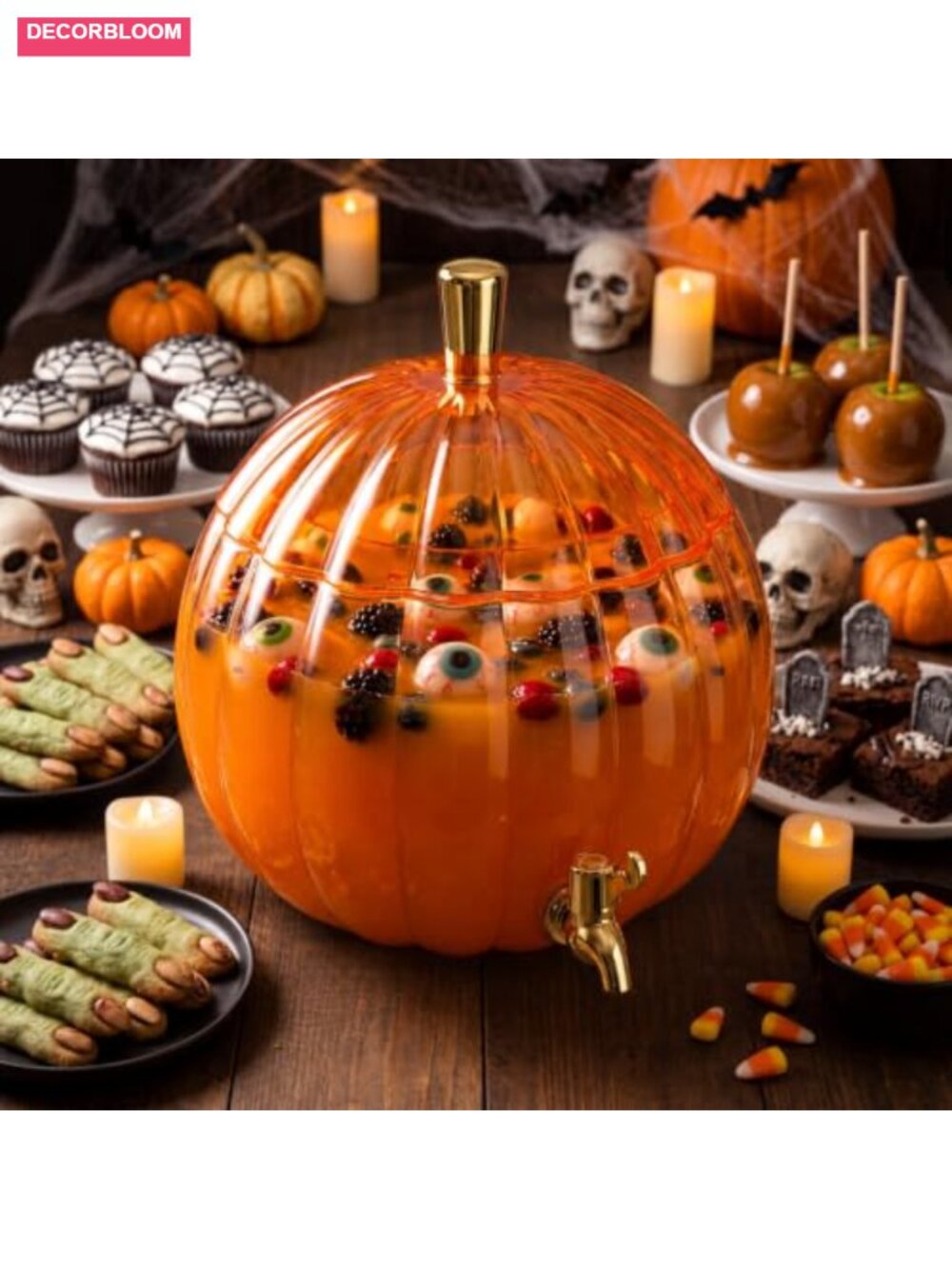 Pumpkin Drink Dispenser 1.3 Gallon Plastic Halloween Thanksgiving Party Beverage